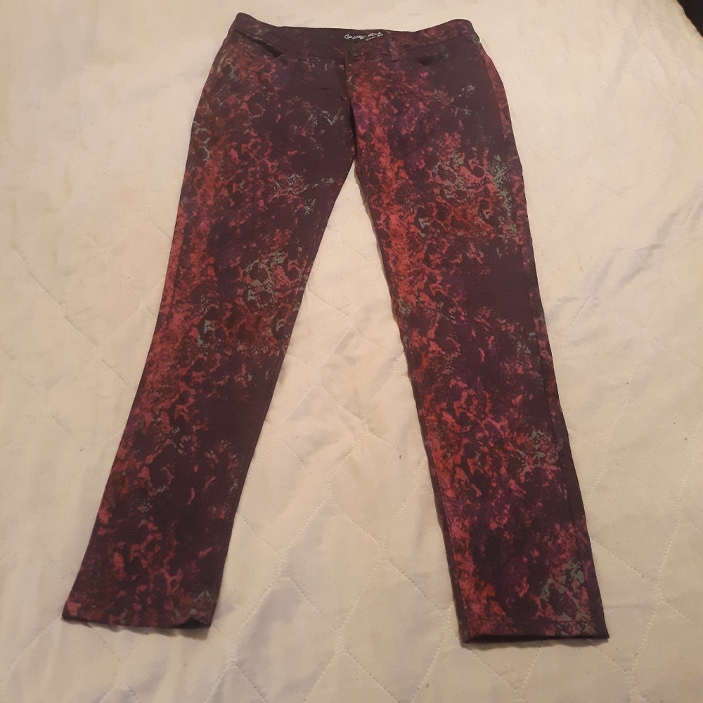 Celebrity Pink Printed Purple Skinny Jeans Size 9